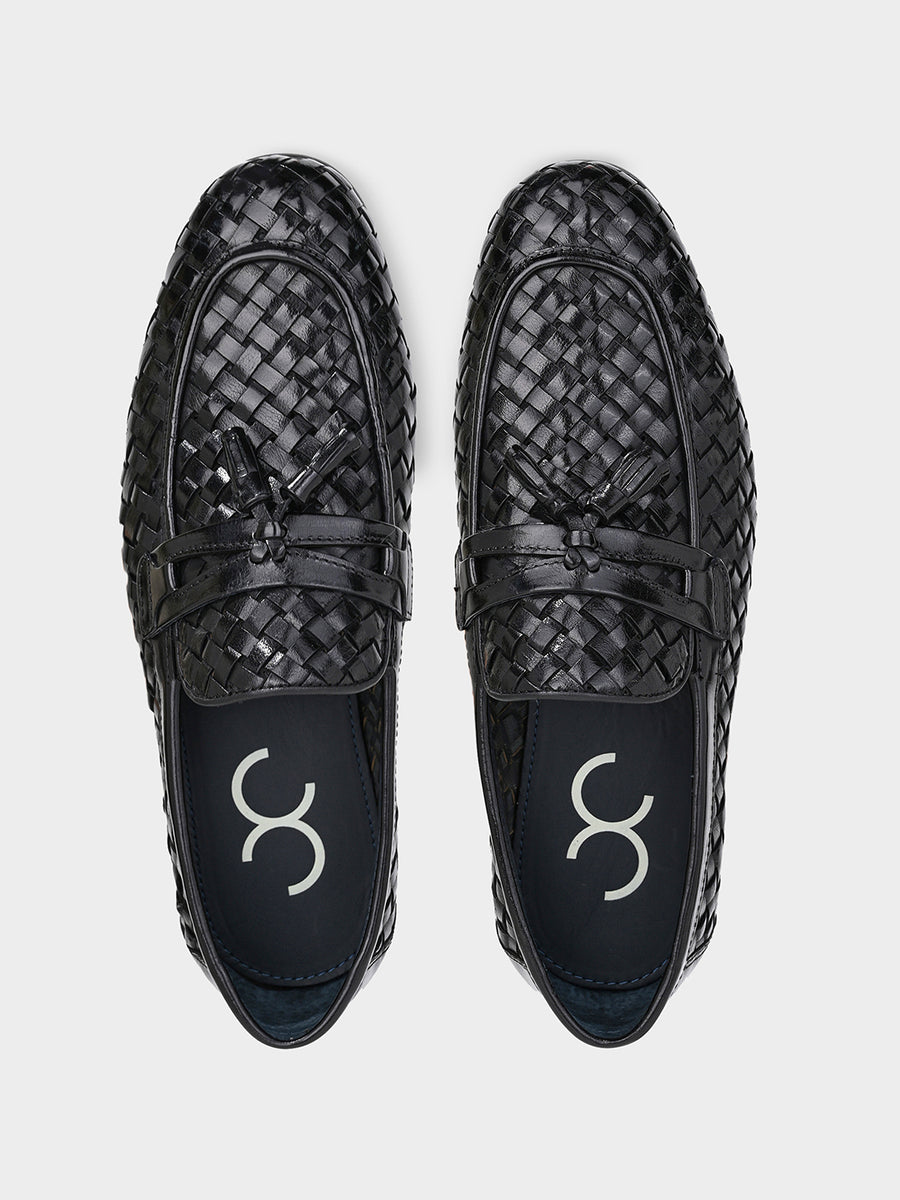Black Weave Tassel Loafers – One8 Select