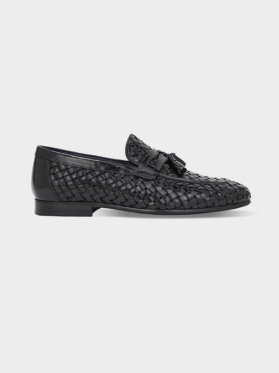 デザイン◎ LANCEL Black Color Tassel Loafers Black Weave Tassel Loafers – One8 Select