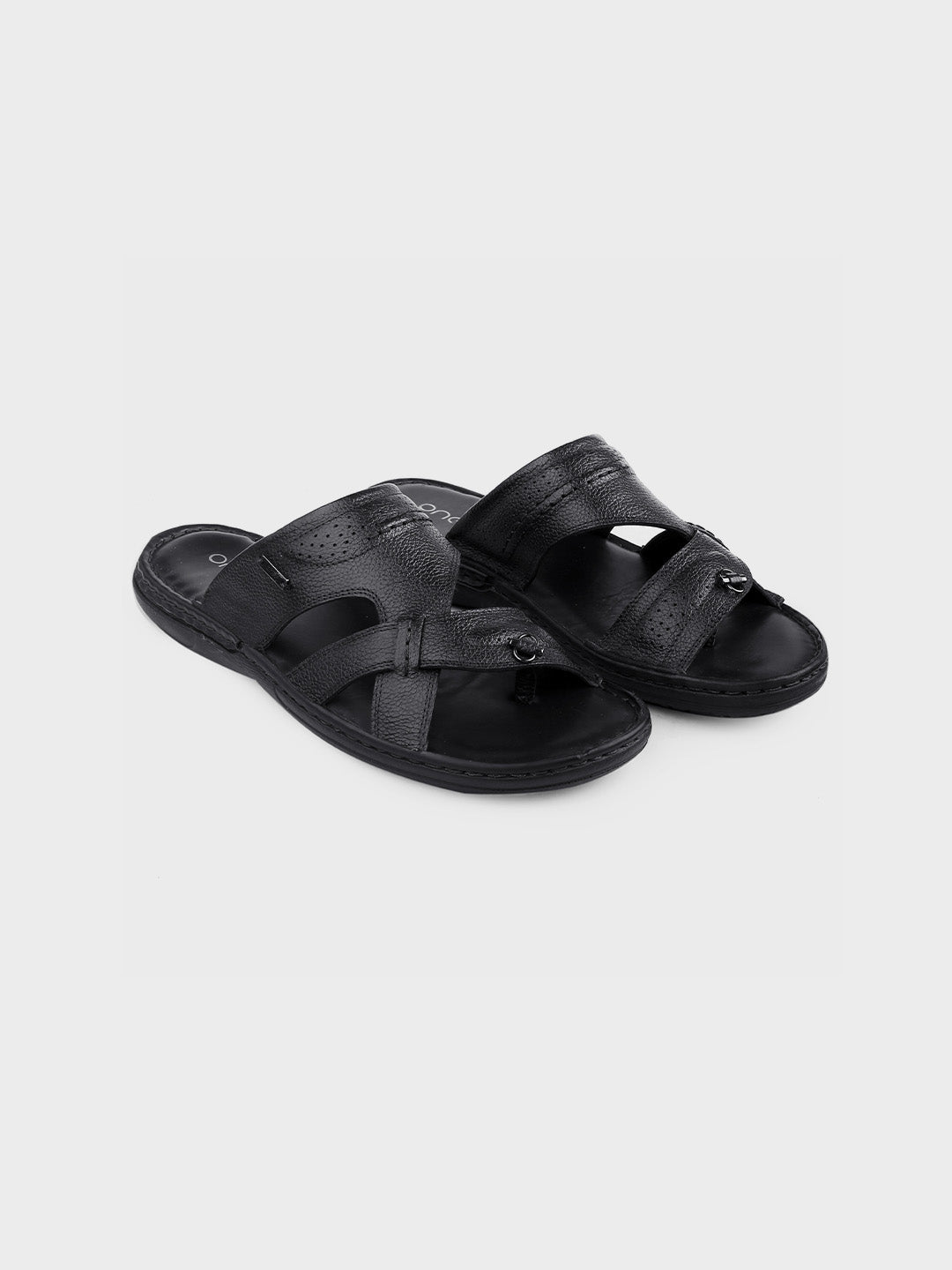 Black Leather Slip-On Slippers