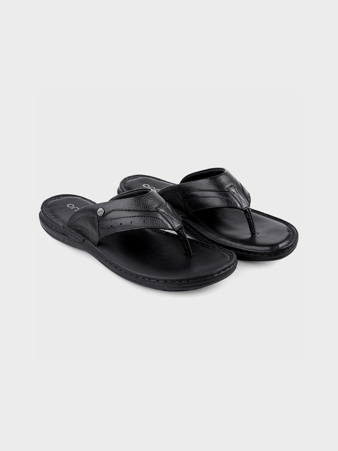 Luxury Black Leather Slip-On Slippers