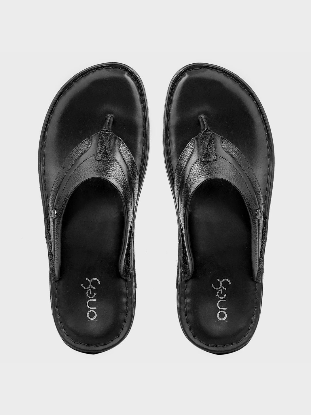 Luxury Black Leather Slip-On Slippers