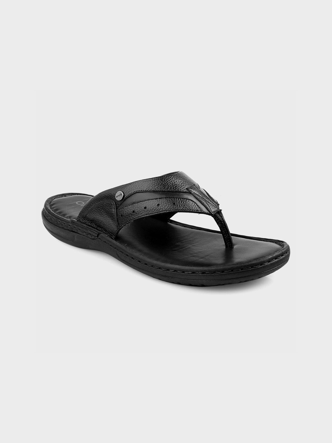 Luxury Black Leather Slip-On Slippers