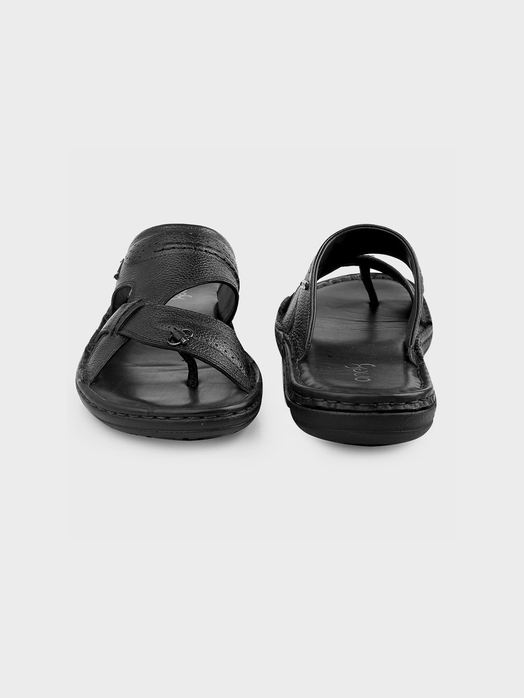 Black Leather Slip-On Slippers