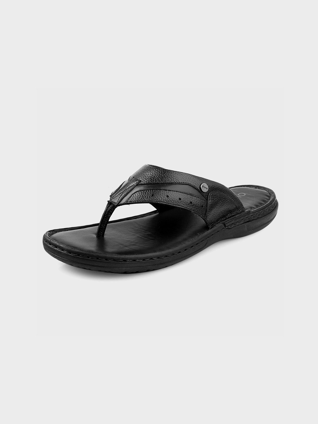 Luxury Black Leather Slip-On Slippers
