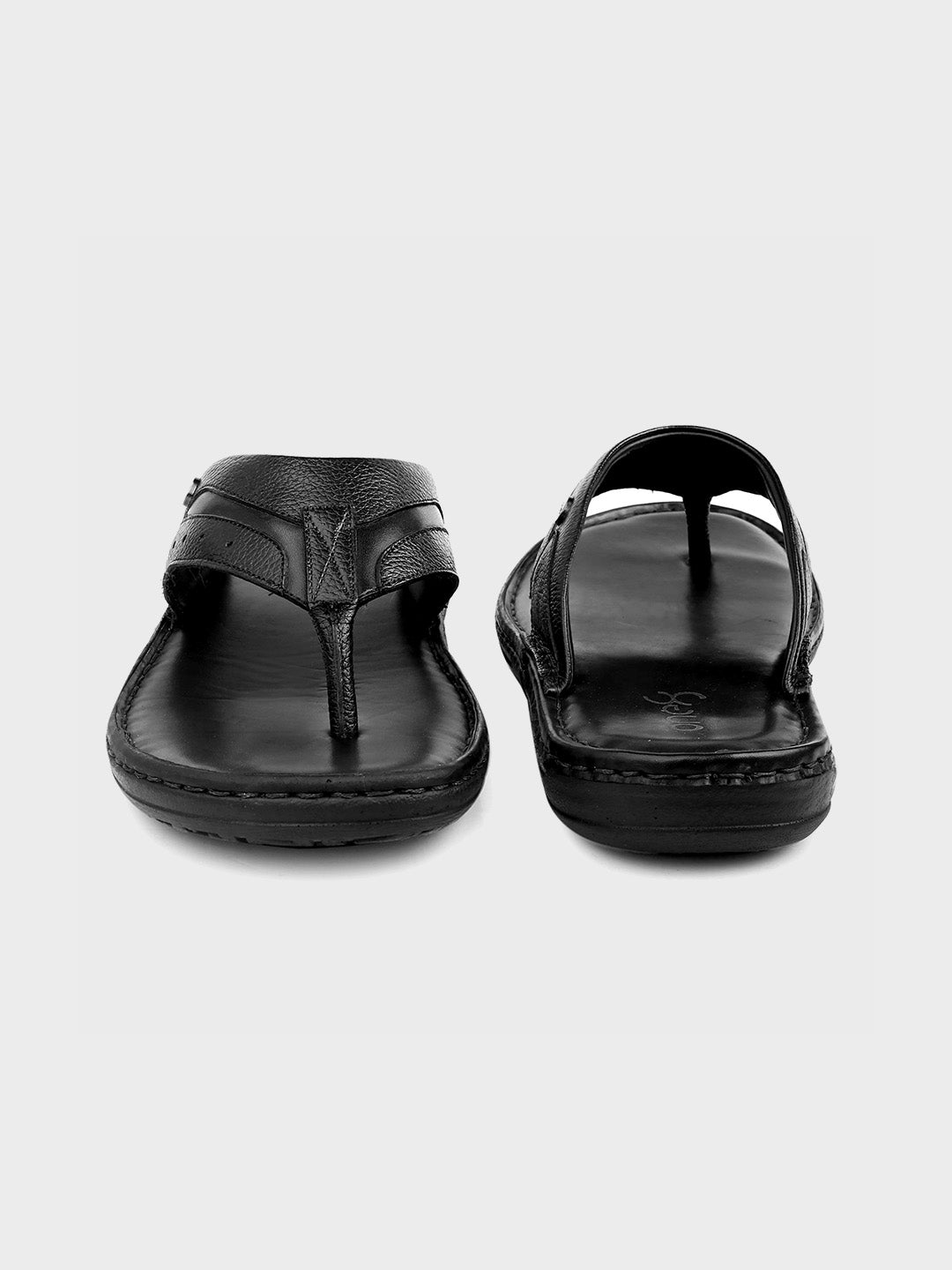Luxury Black Leather Slip-On Slippers