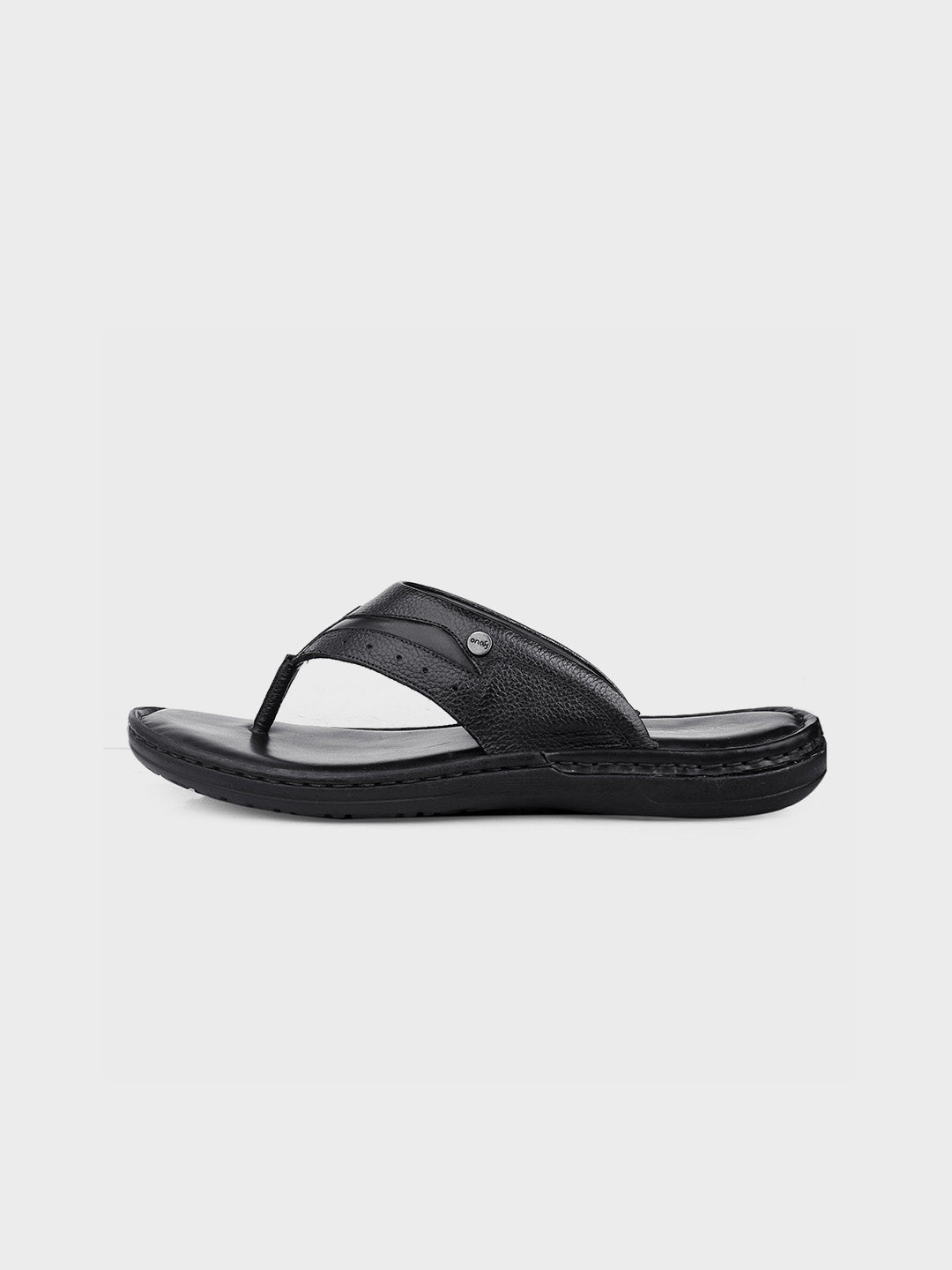 Luxury Black Leather Slip-On Slippers