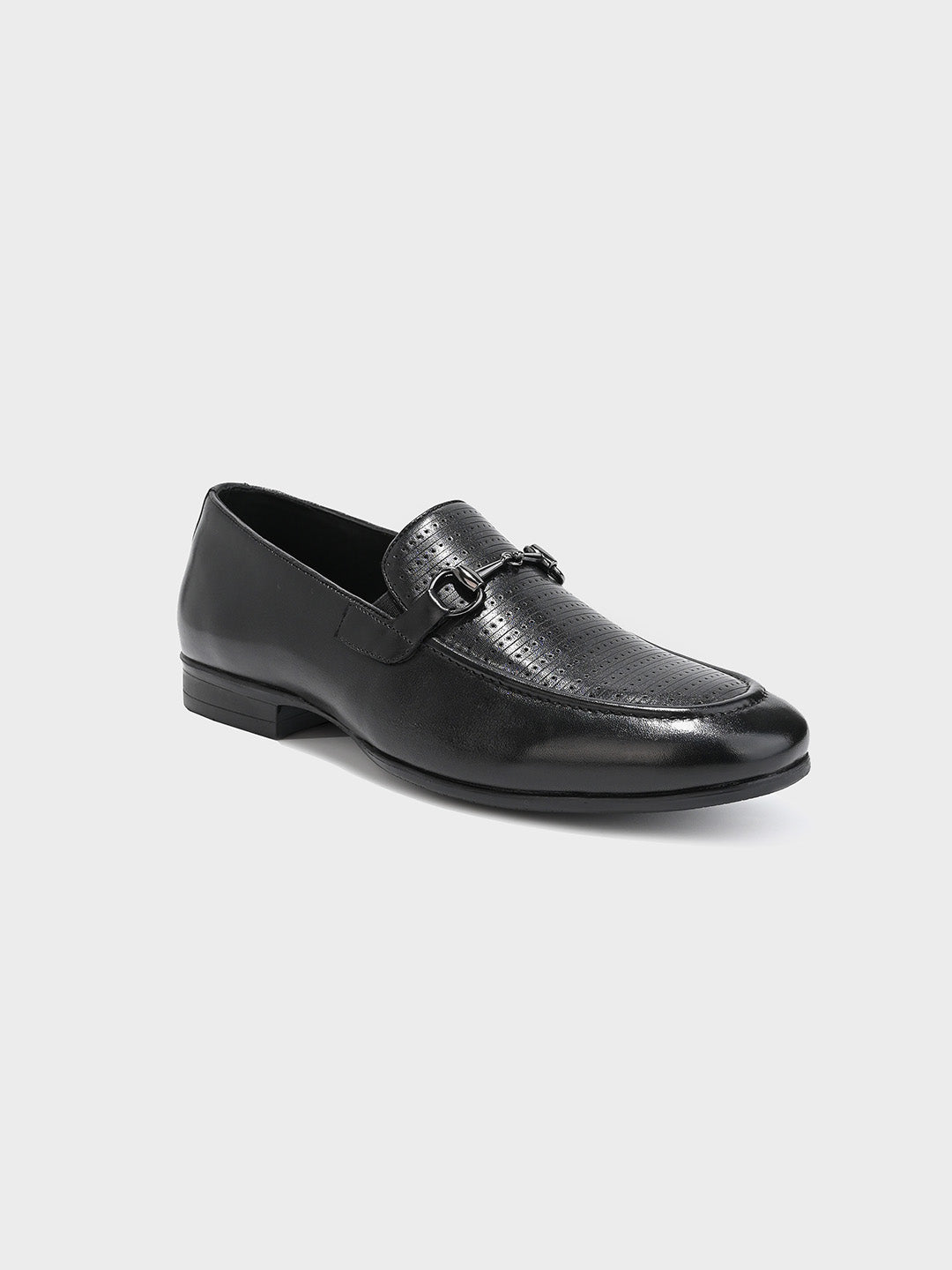 Black Leather Men's Loafer Slip-On Shoes