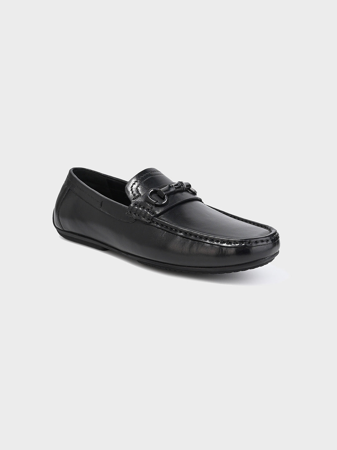 Men's Black Leather Slip-On Loafers