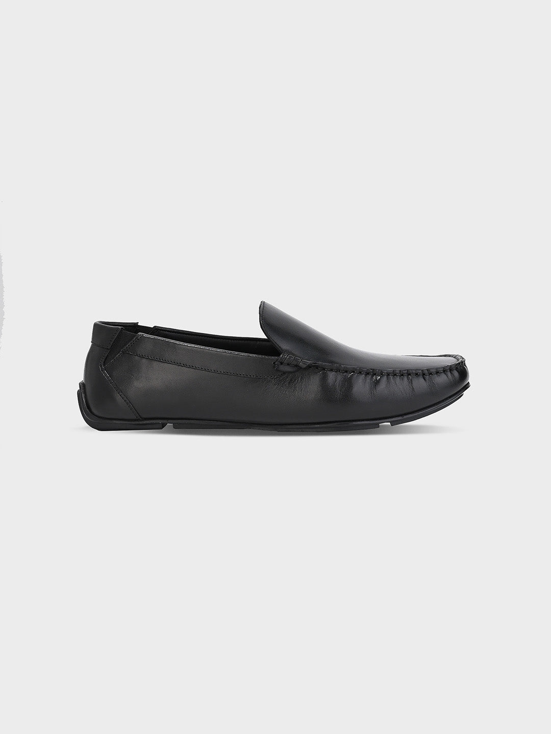 Men's Black Leather Slip-On Loafers