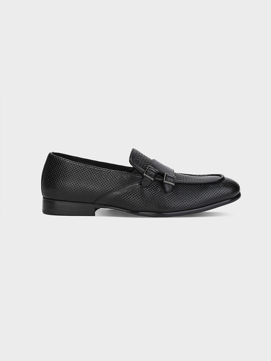 Black Leather Monk Shoes