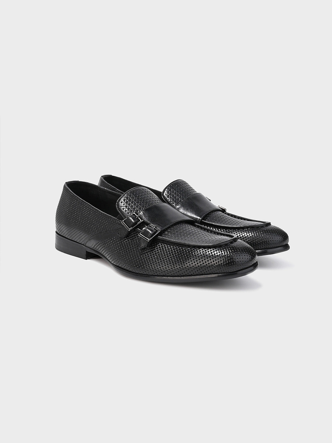 Black Leather Monk Shoes