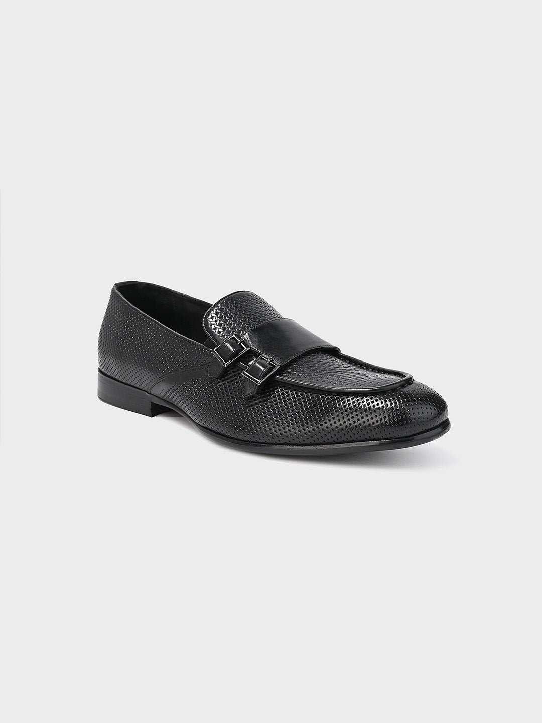 Black Leather Monk Shoes