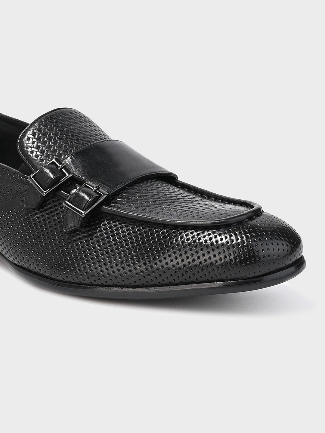 Black Leather Monk Shoes