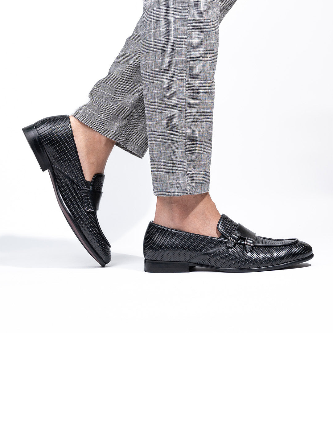 Black Leather Monk Shoes