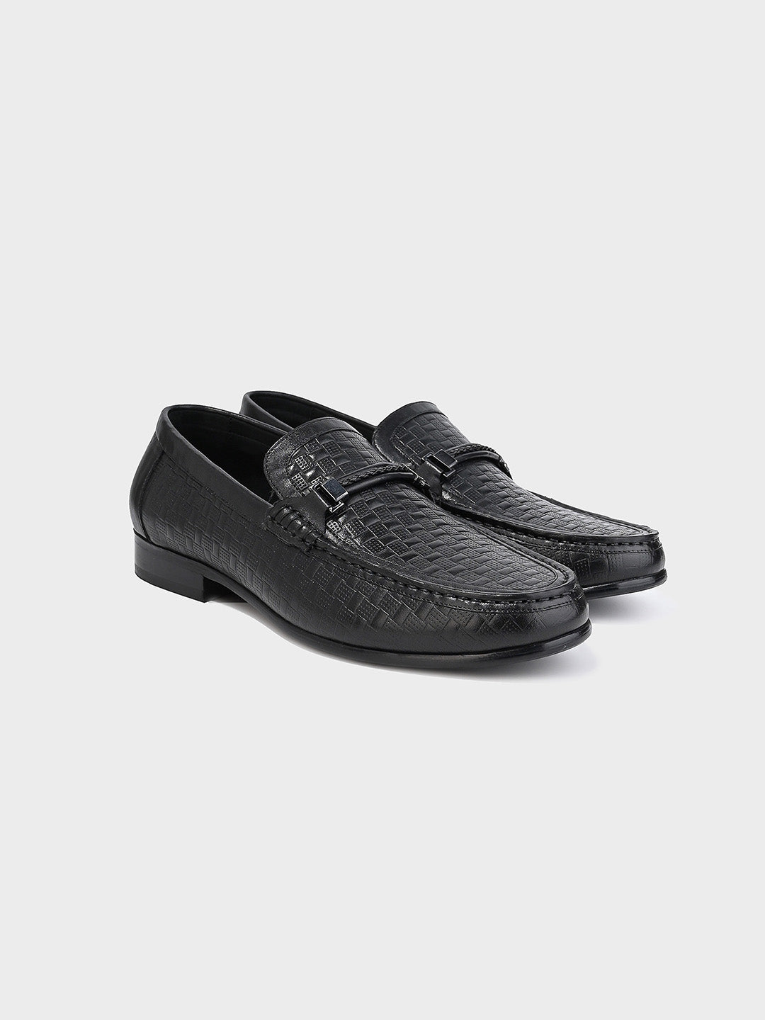 Men's Black Leather Slip-On Loafers
