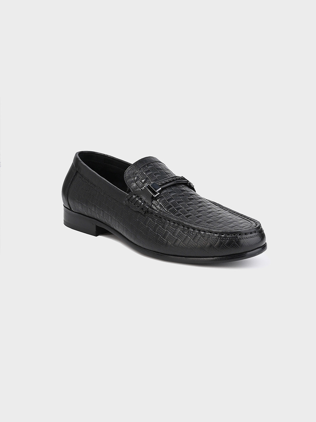 Men's Black Leather Slip-On Loafers