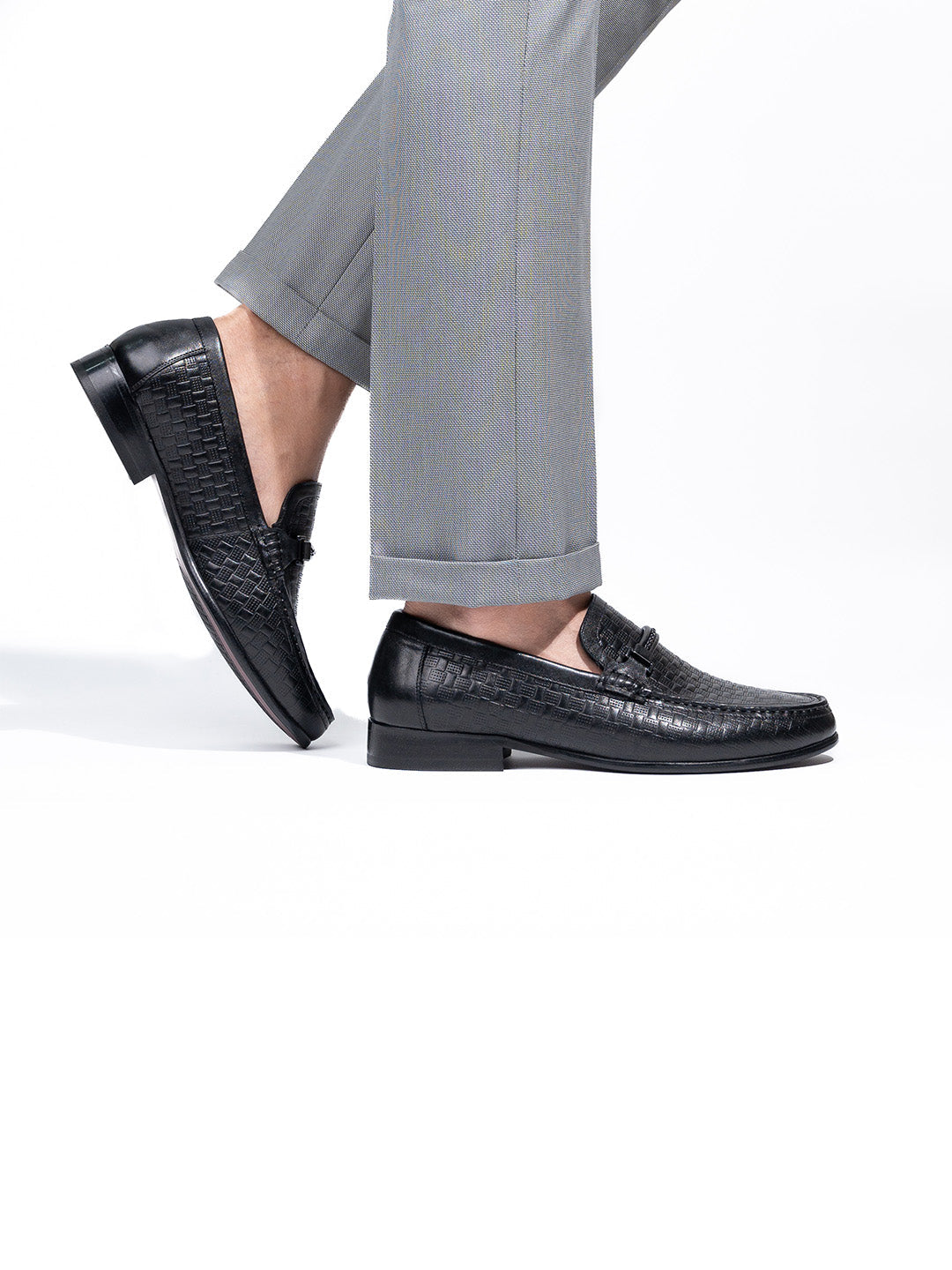 Men's Black Leather Slip-On Loafers