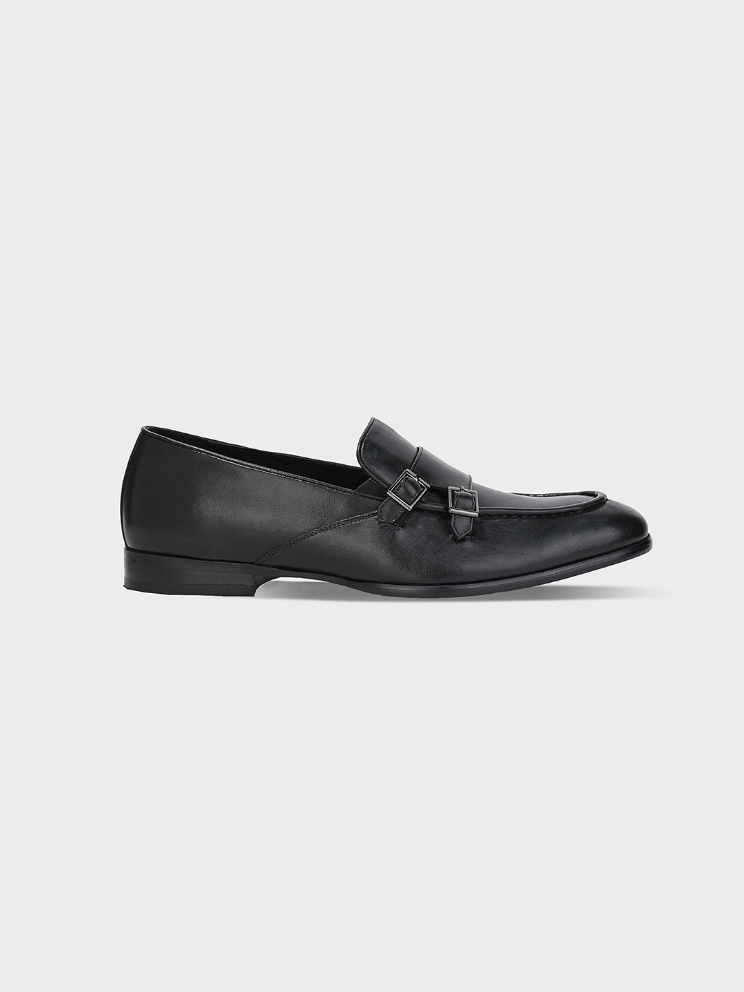 Black Leather Monk Shoes