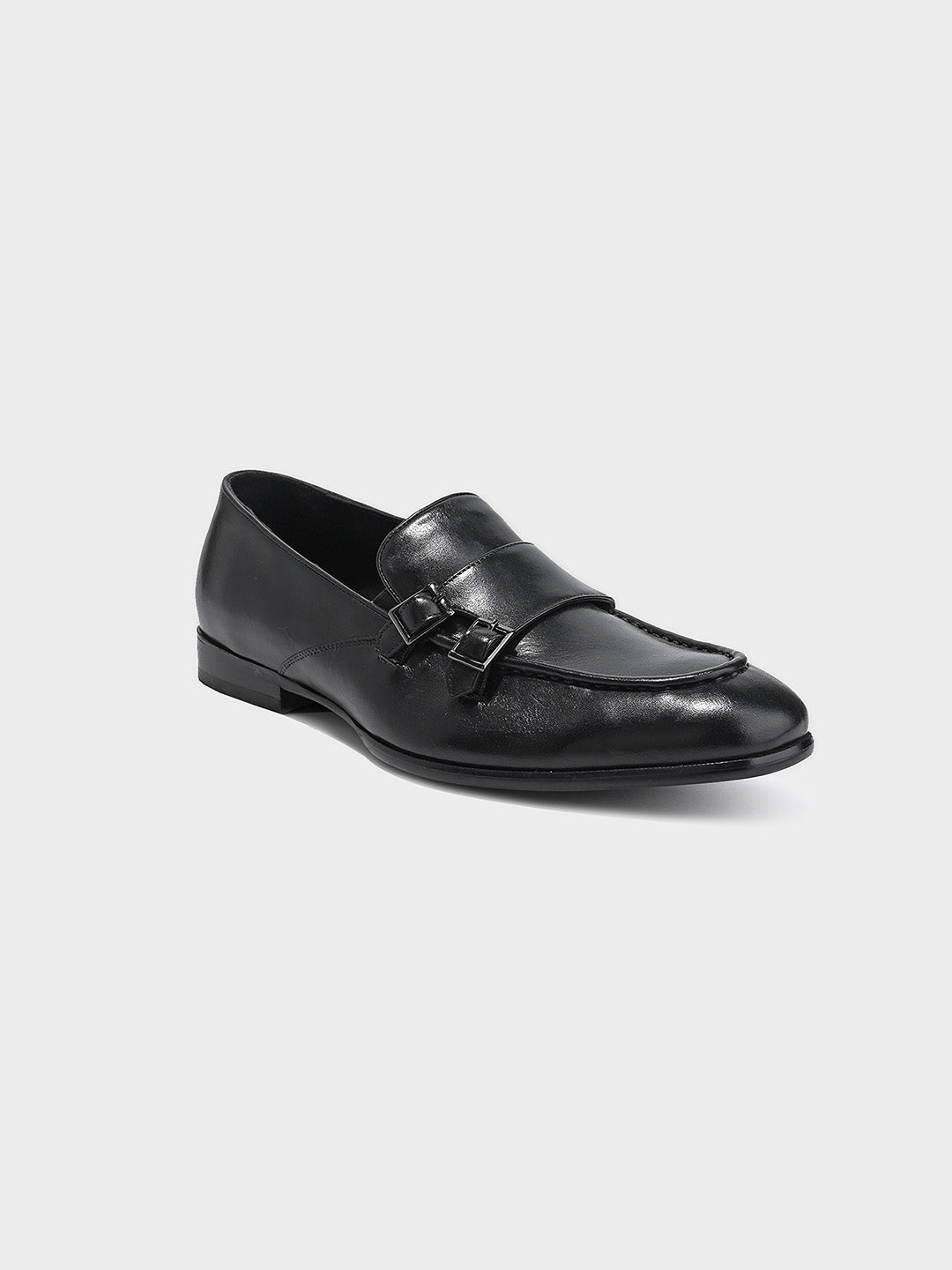 Black Leather Monk Shoes