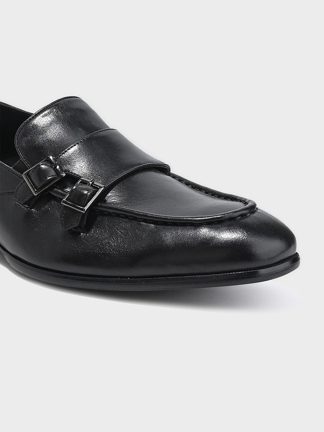 Black Leather Monk Shoes