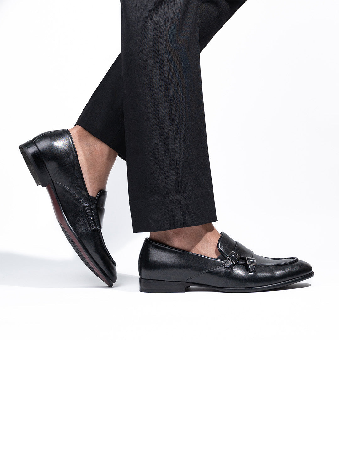 Black Leather Monk Shoes