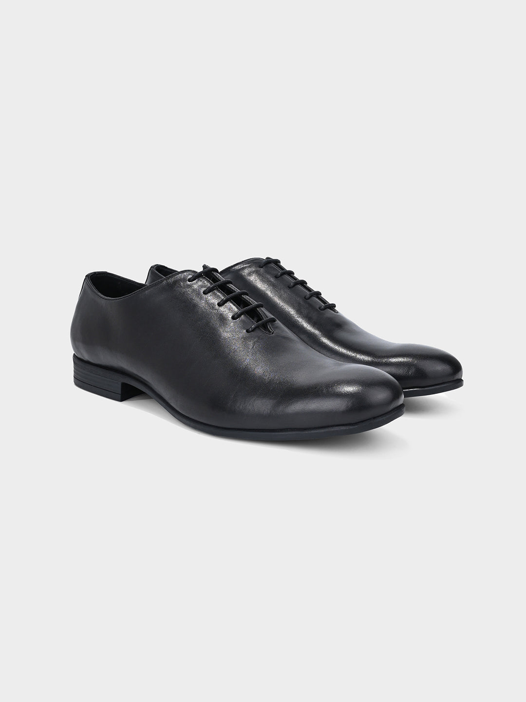 Men's Black Leather Lace-Up Oxford Shoes