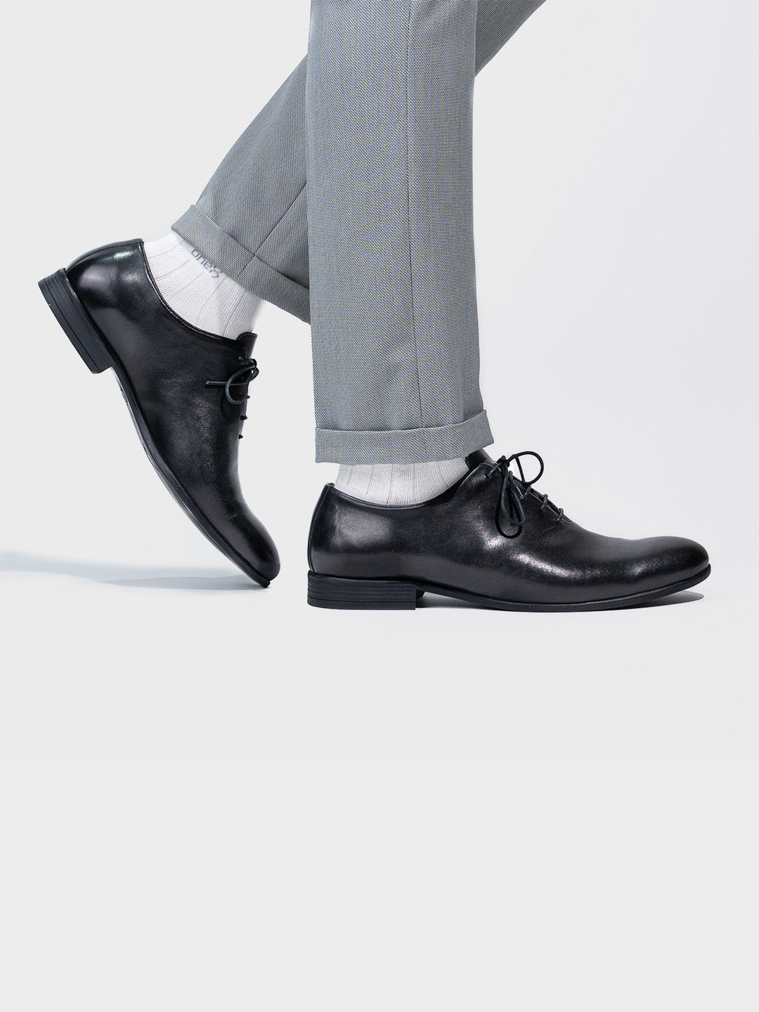 Men's Black Leather Lace-Up Oxford Shoes
