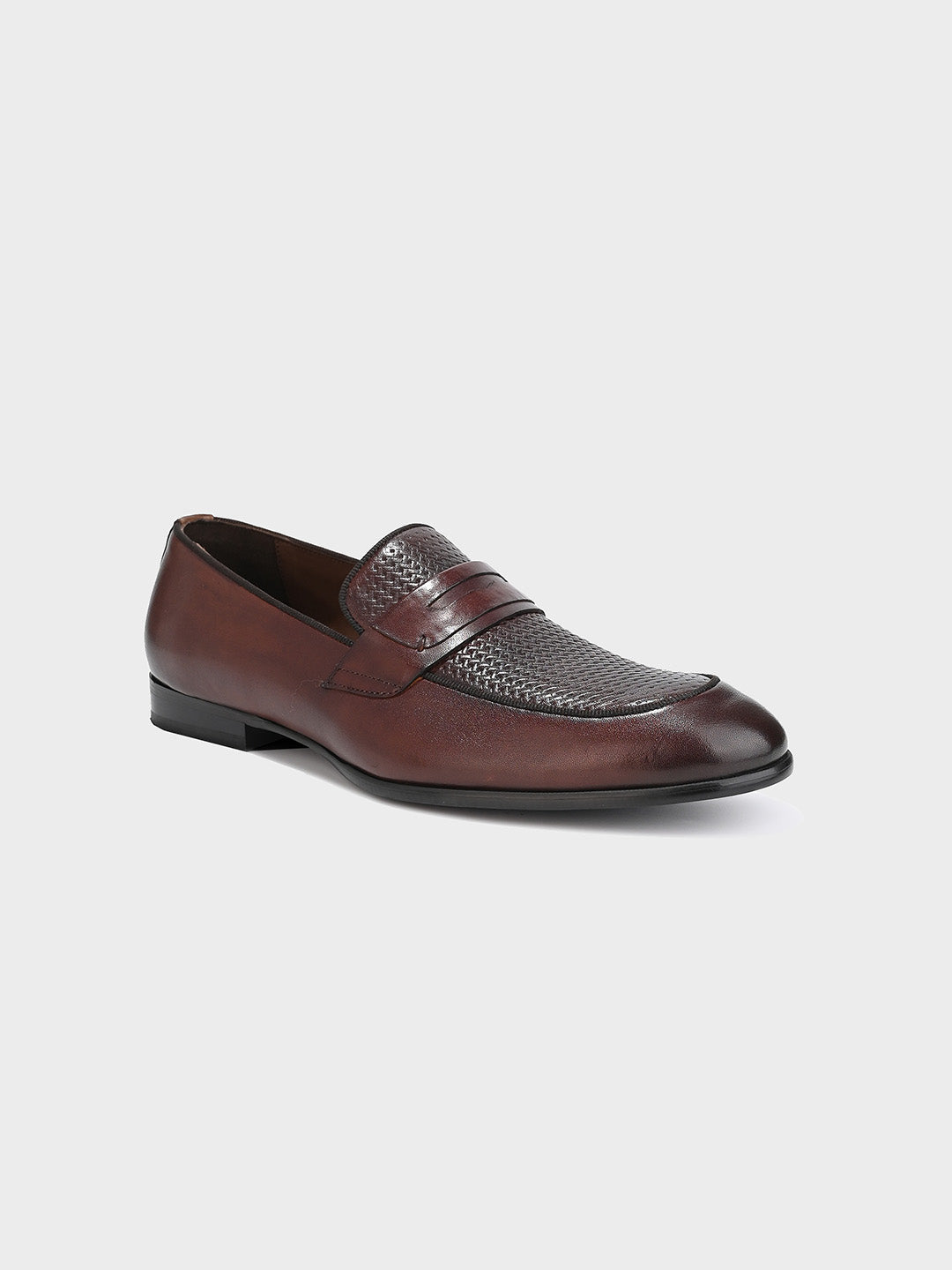 Classic Brown Leather Men's Slip-On Loafer Shoes