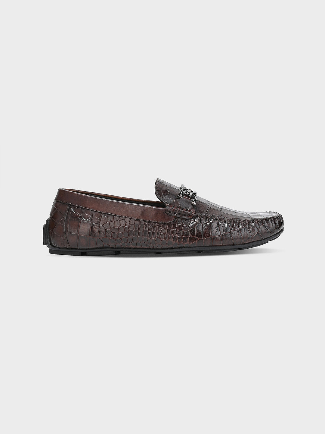 Classic Brown Leather Men's Slip-On Loafer Shoes