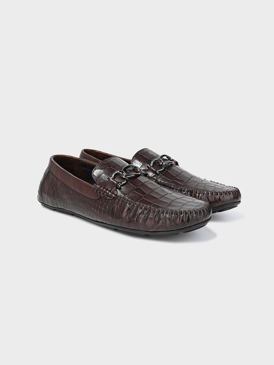 Classic Brown Leather Men's Slip-On Loafer Shoes