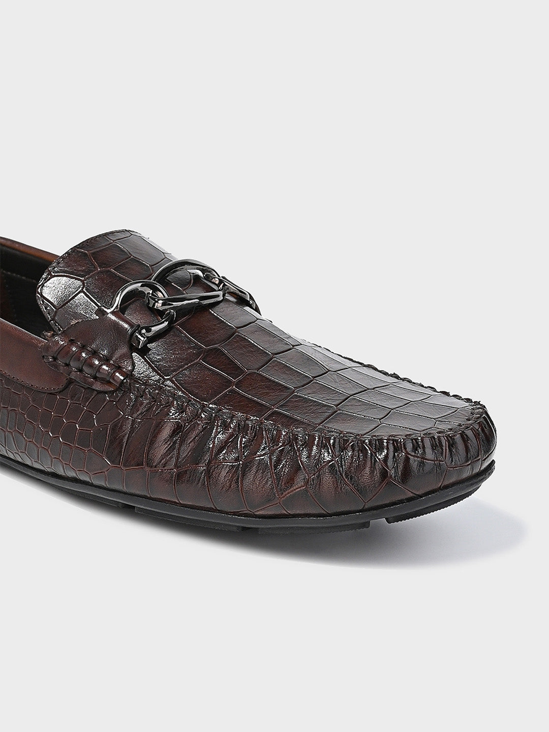 Classic Brown Leather Men's Slip-On Loafer Shoes