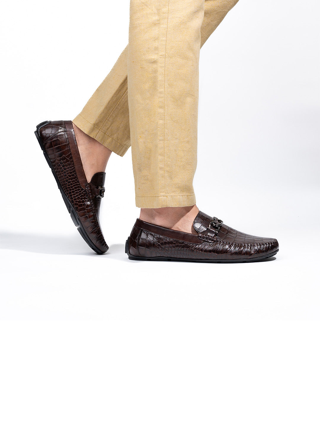 Classic Brown Leather Men's Slip-On Loafer Shoes