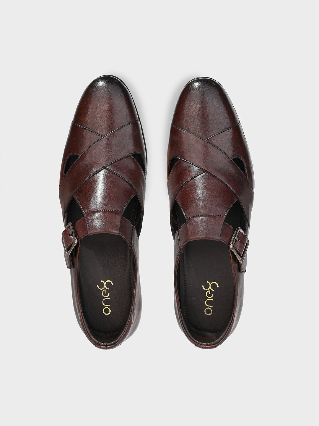 Men's Brown Leather Hook & Loop Sandals