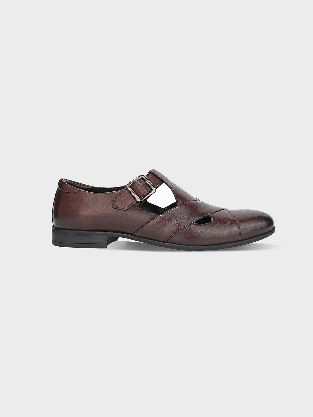 Men's Brown Leather Hook & Loop Sandals