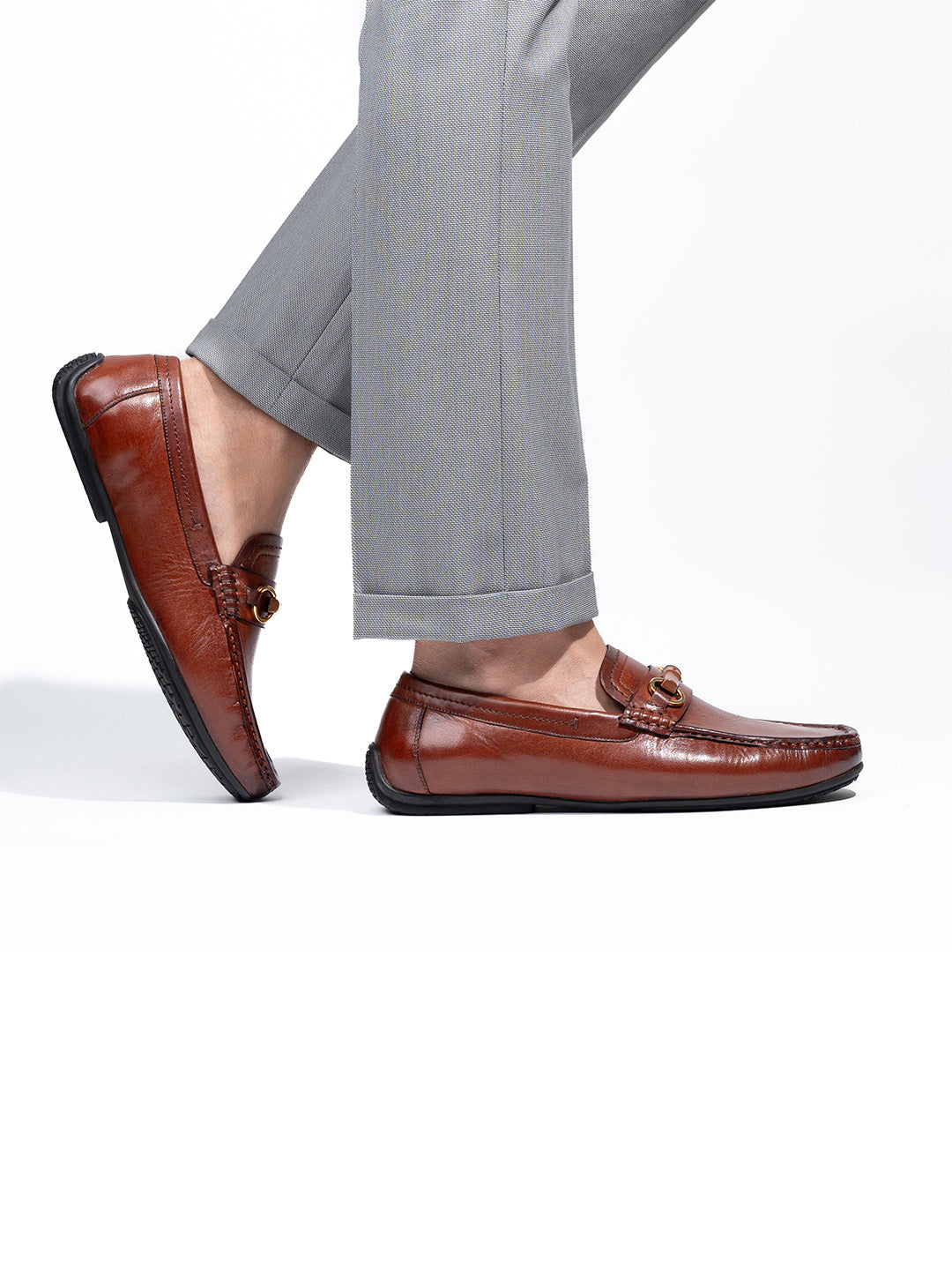 Men's Brown Leather Slip-On Loafers