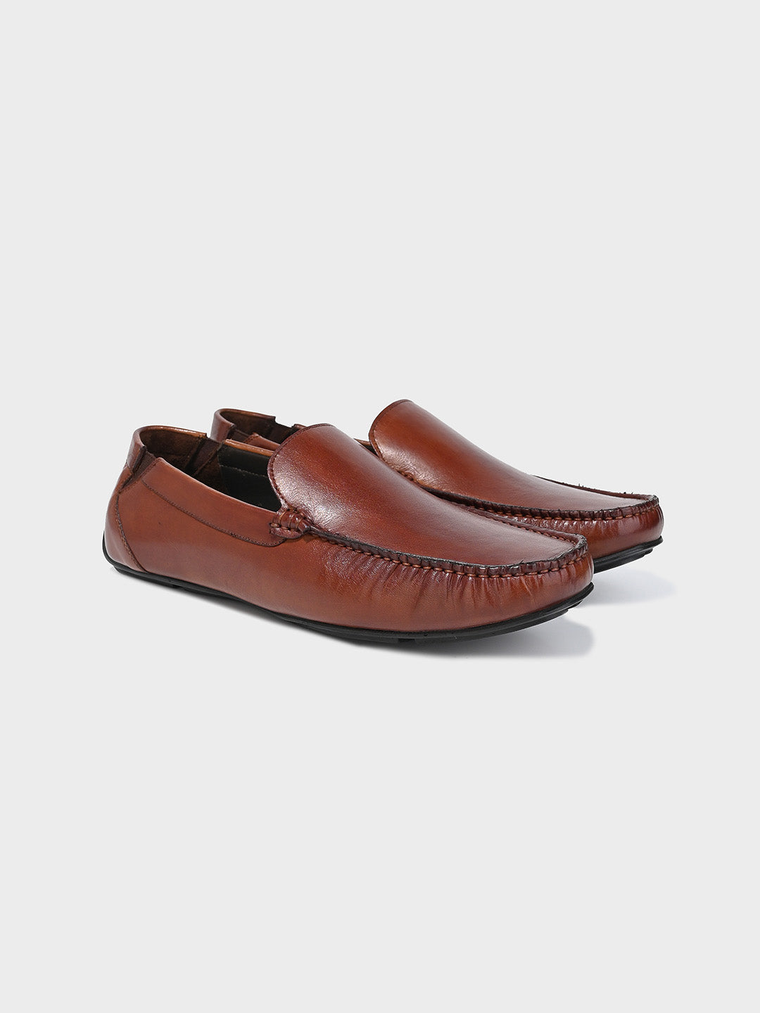 Men's Brown Leather Slip-On Loafers