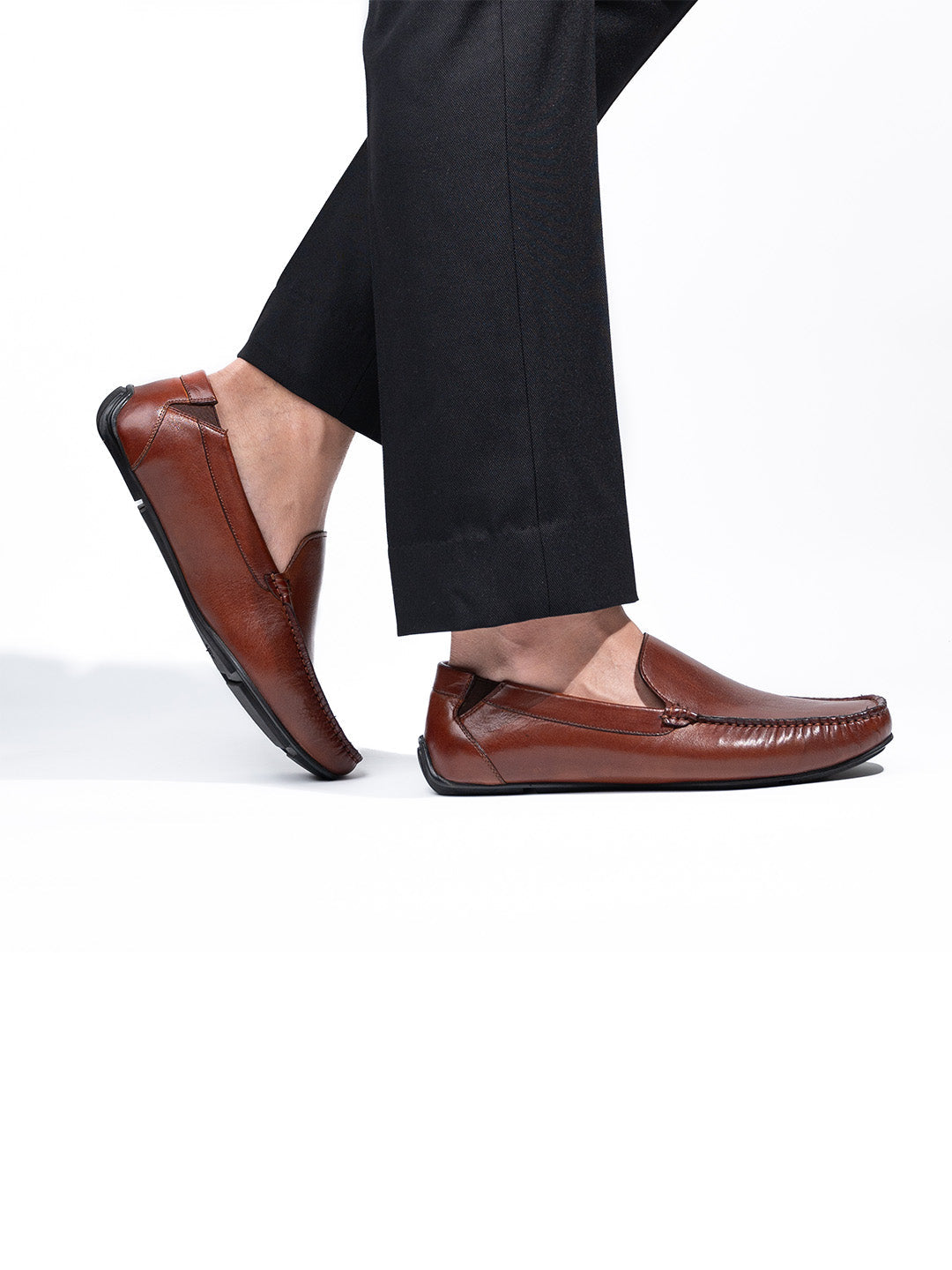 Men's Brown Leather Slip-On Loafers