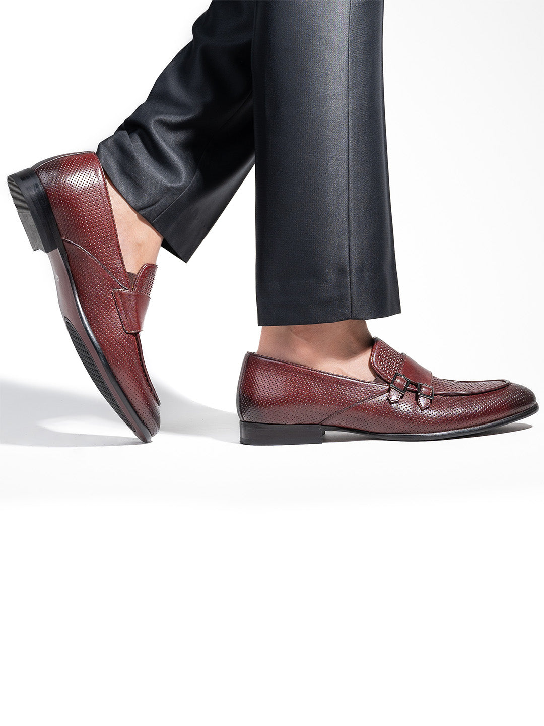 Brown Leather Monk Shoes