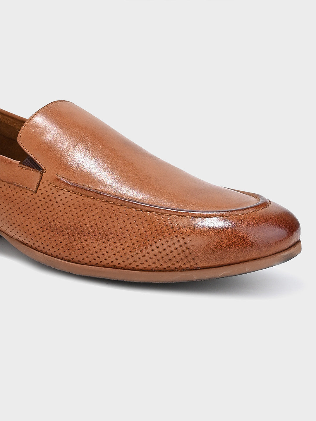Classic Tan Leather Slip-On Loafer Shoes for Men