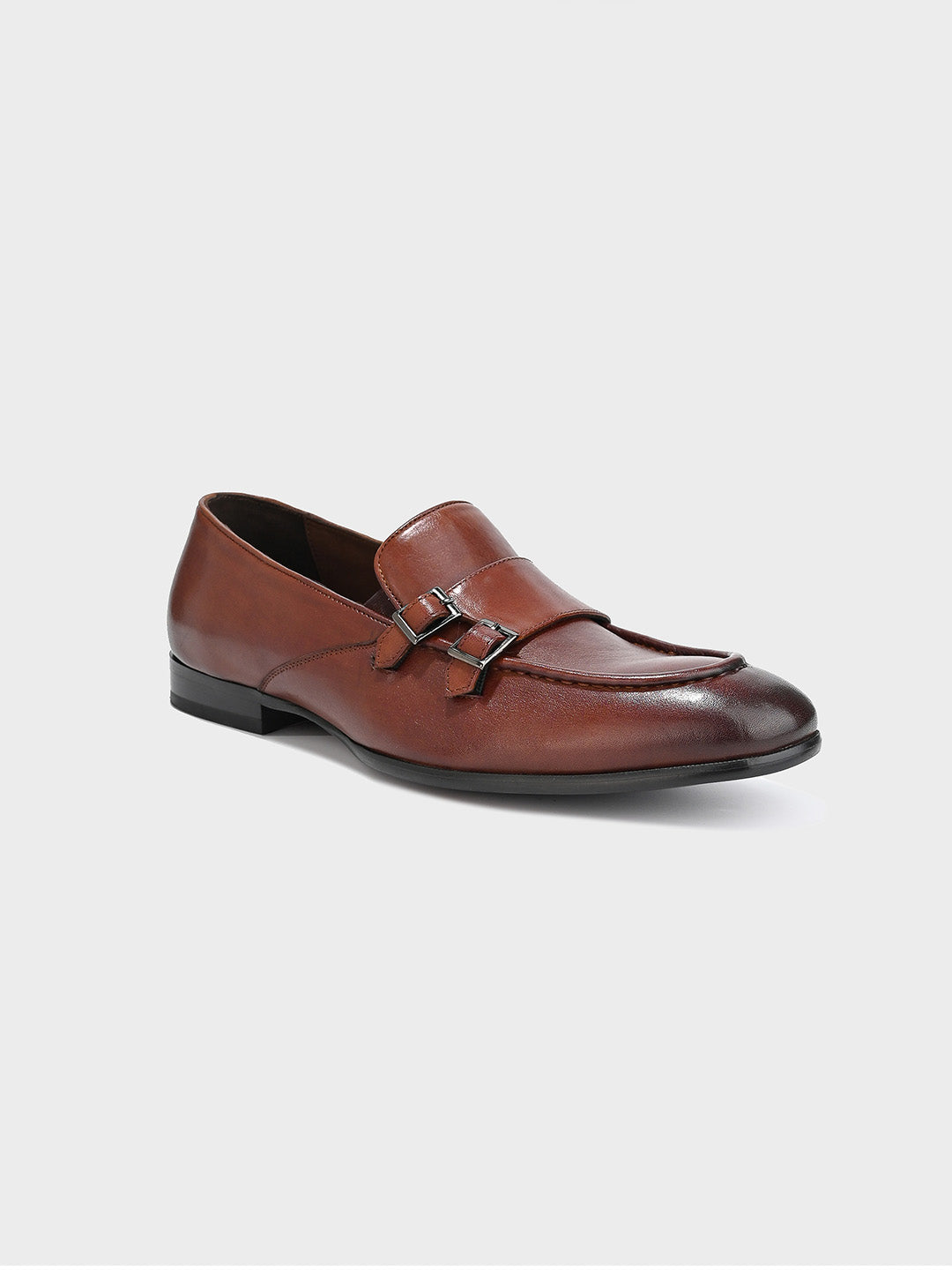 Tan Leather Monk Shoes