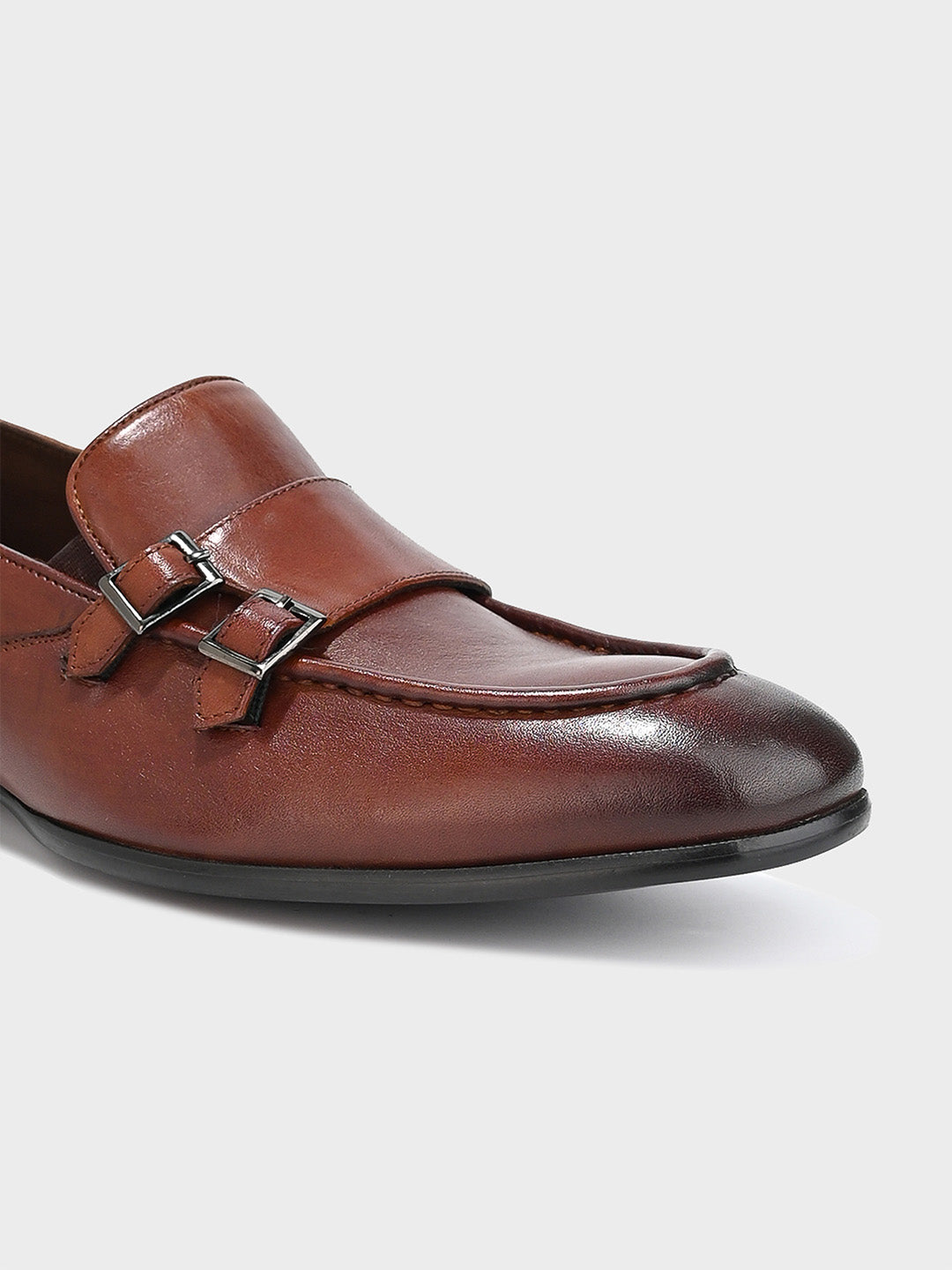 Tan Leather Monk Shoes