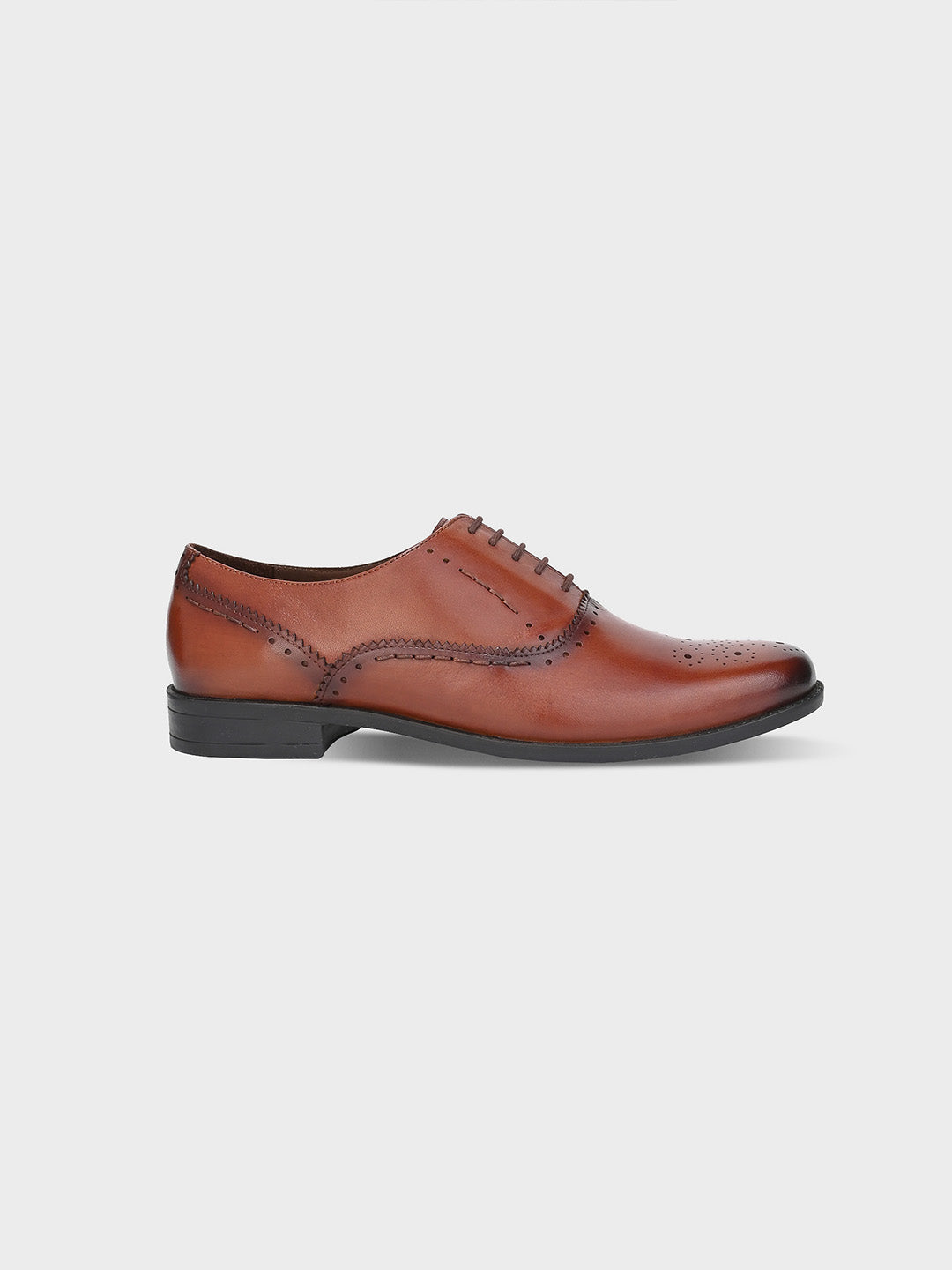 Men's Tan Leather Brogue Lace-Up Shoes