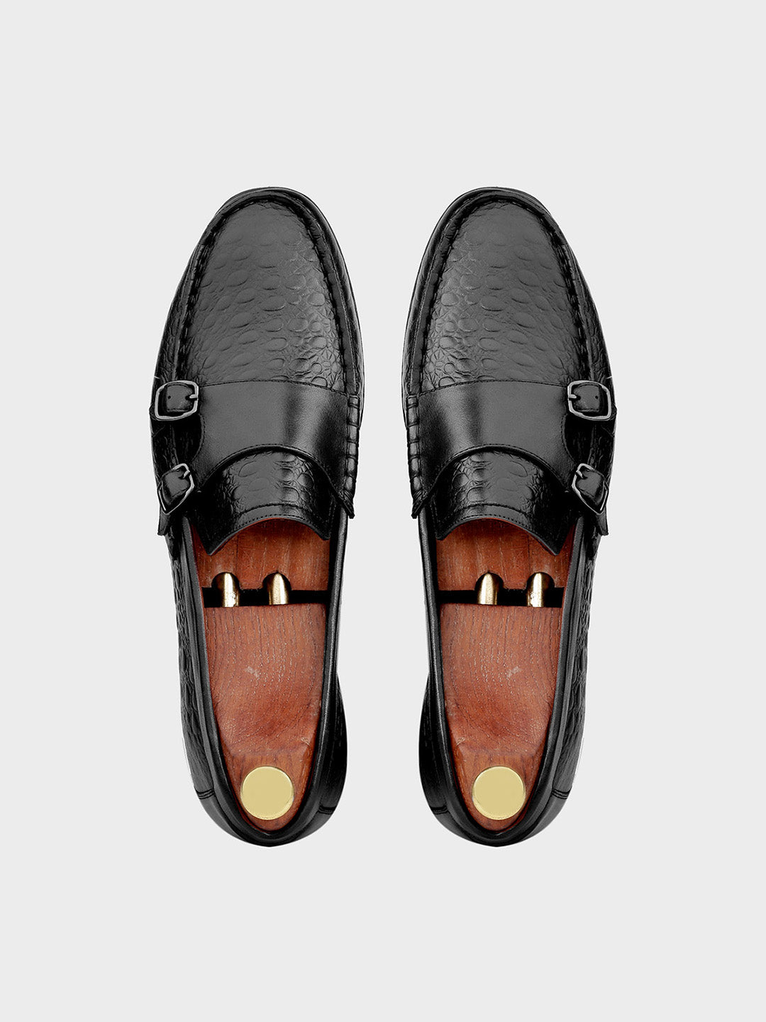 Black Leather Monk Shoes