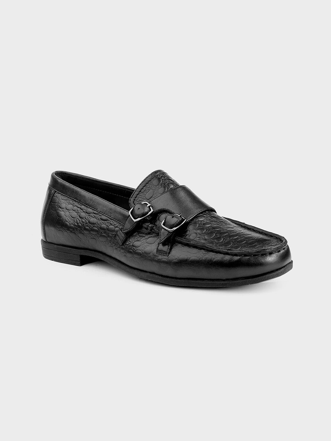 Black Leather Monk Shoes