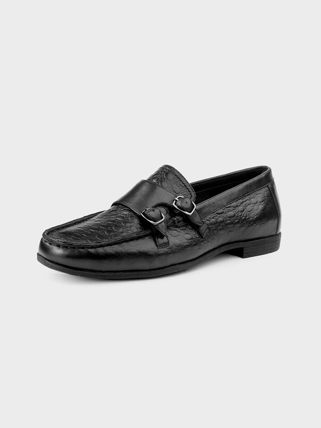 Black Leather Monk Shoes