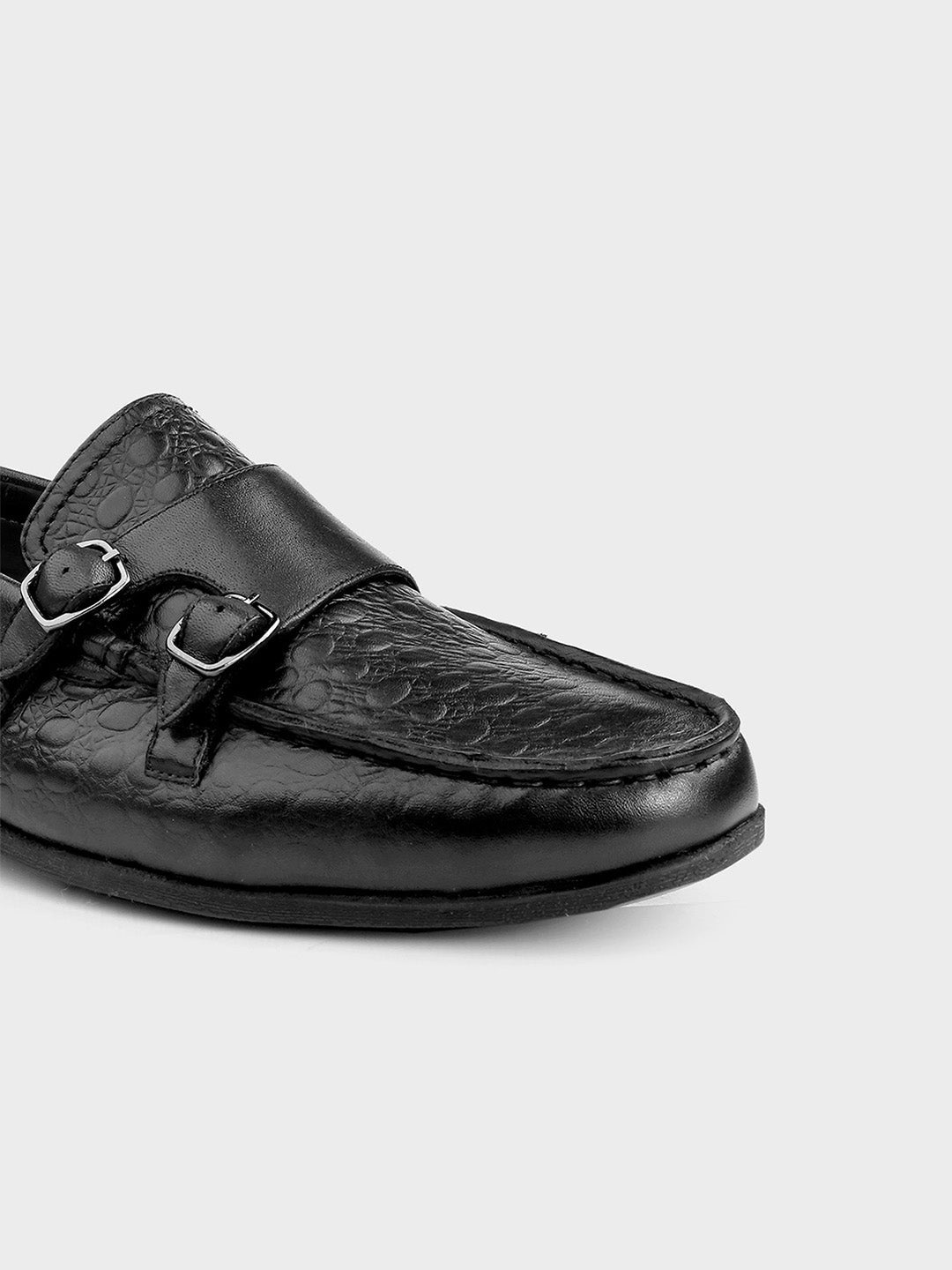Black Leather Monk Shoes