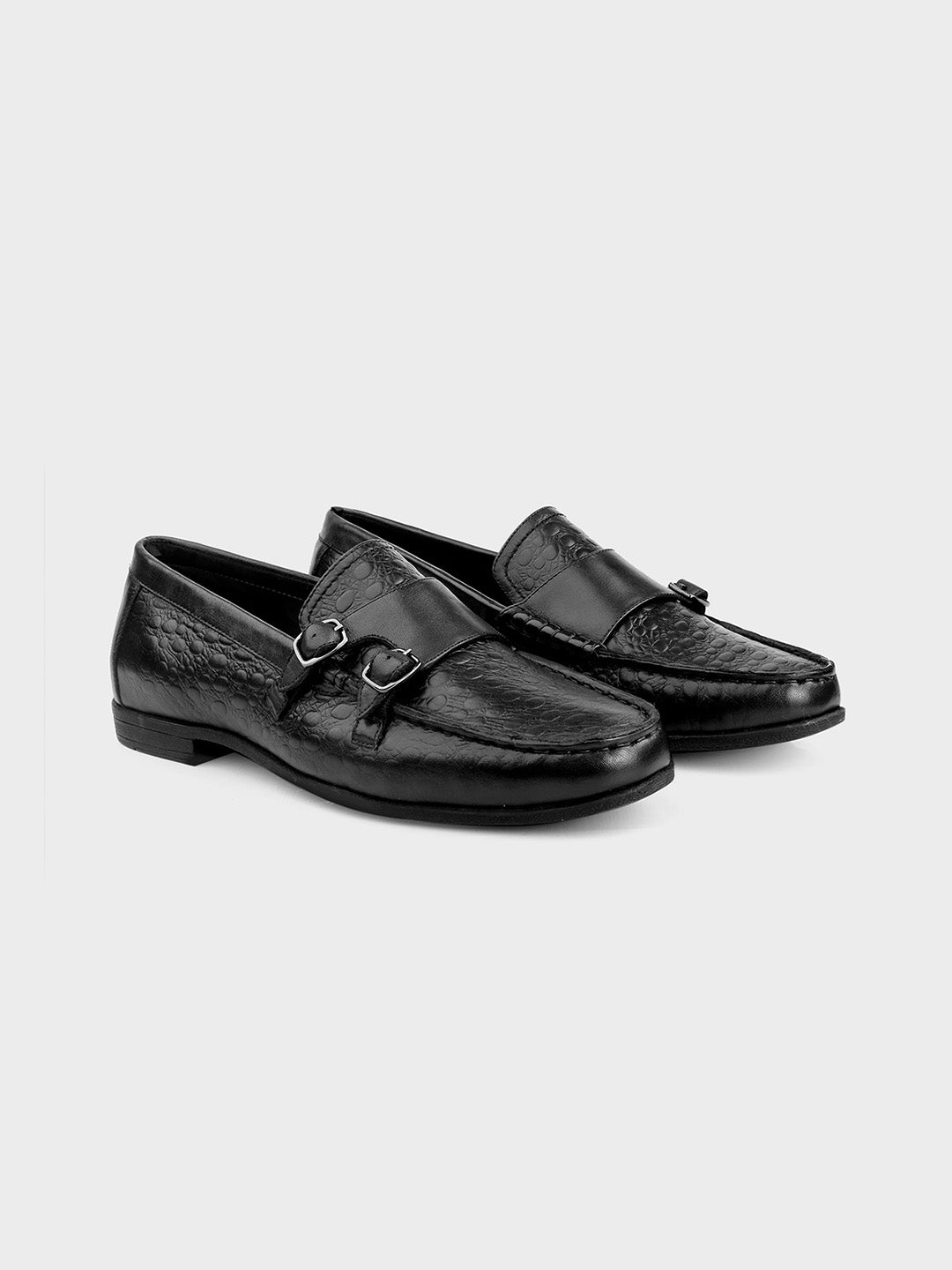 Black Leather Monk Shoes
