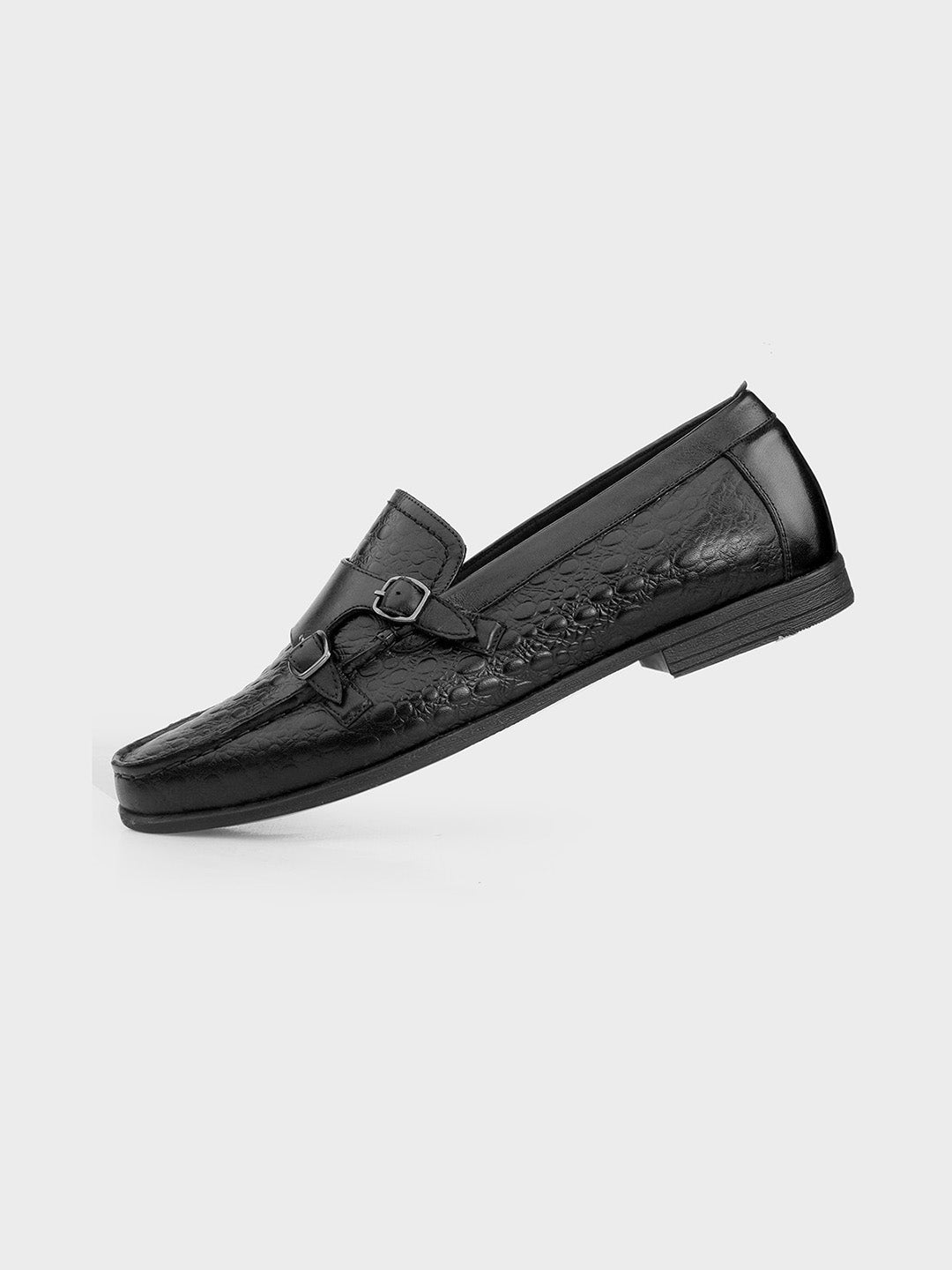 Black Leather Monk Shoes