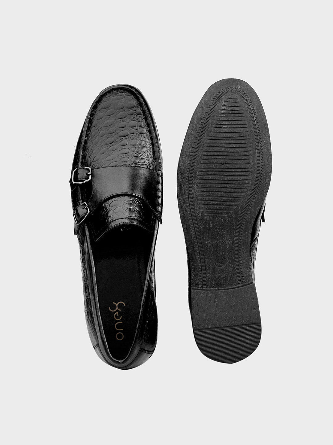 Black Leather Monk Shoes