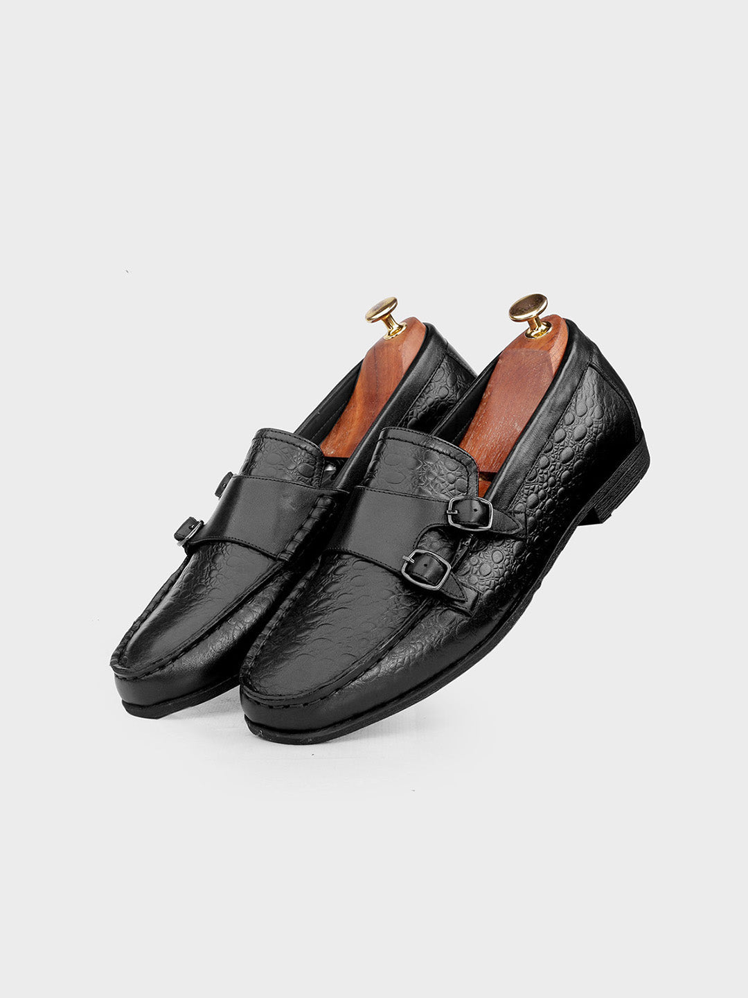 Black Leather Monk Shoes